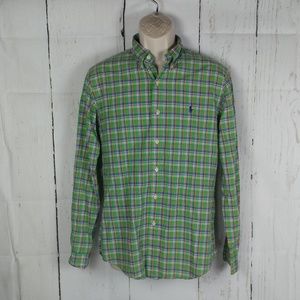 Ralph Lauren Green and Blue Plaid Casual Button Down Shirt